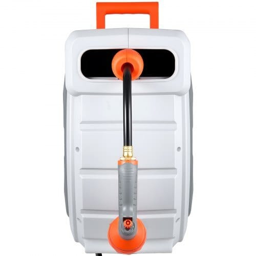 Retractable Garden Hose Reel, 1/2 in x 130 ft, Wall Mounted Hose Reel with 9-Function Sprayer Nozzl E415-KSSJGQSHC2005G74S002V0