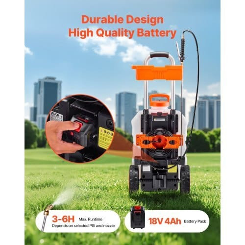 Battery-Powered Sprayer with Wheeled Cart, 10 Gallons Electric Weed Sprayer, Adjustable 0-80 PSI, Y E415-TCSPWQBCSPPPKWTA3001V1