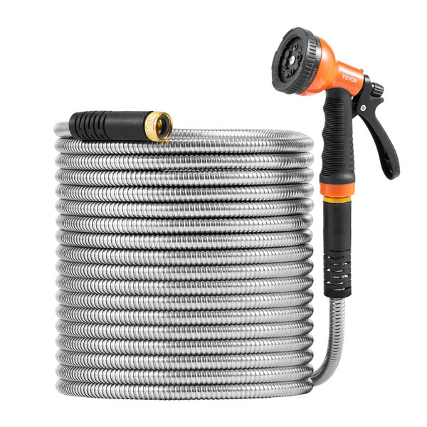 Metal Garden Hose 200 ft, Rust Proof Stainless Steel Water Hose, Heavy Duty Backyard Hose with 10 F E415-JSTYRG200FT0YYG50V0