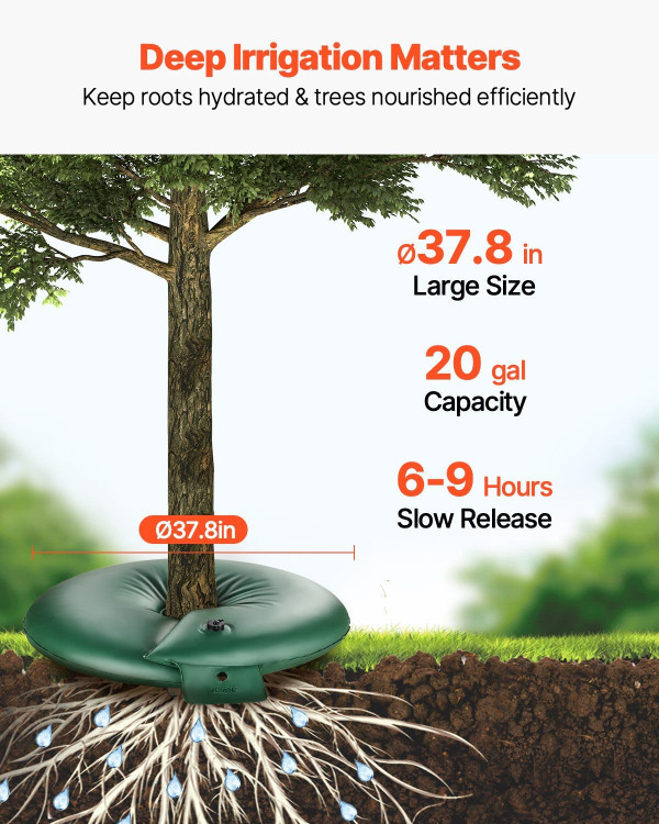 Tree Watering Rings, 4 Pcs 20 Gallons Tree Watering Bags, 6-9 Hours Slow Release, Refillable Planti E415-HSJSD20GAL4JCBTVEV0