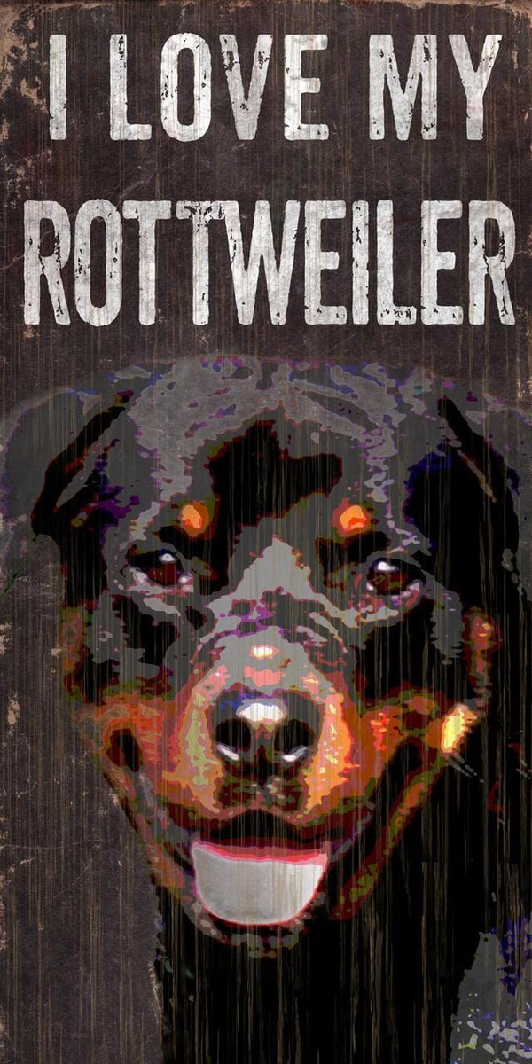 Pet Sign Wood I Love My Rottweiler 5"x10" - Special Order Z157-7846017585