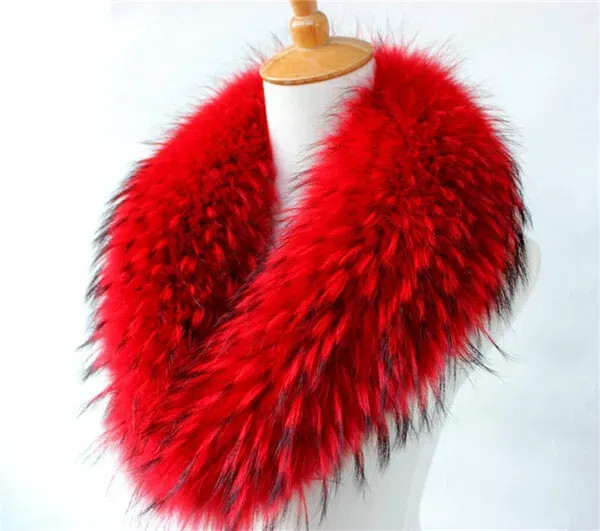 Color: WHITE, Size: XXXL - Real Raccoon Fur Scarves Woman 100% Pure Natural Raccoon Fur Collar Warm F640-12000028813181584