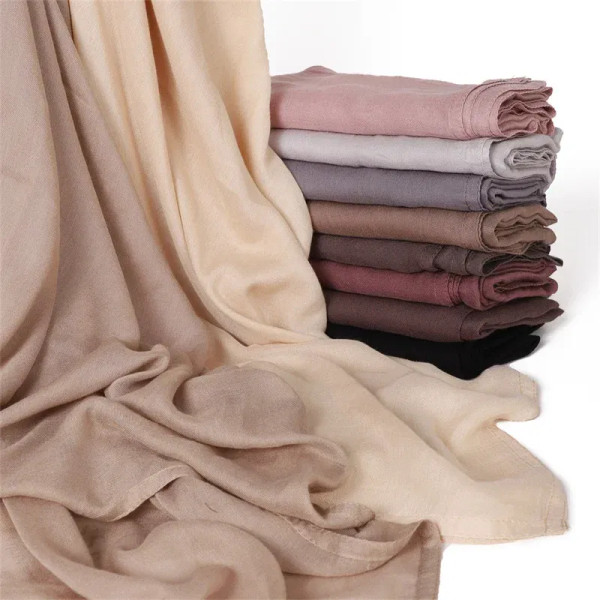 Color: WHITE - Ramadan Solid Color Big Size Cotton Rayon Hijab Scarf Women Muslim Headscarf Wraps S F640-12000039784706932
