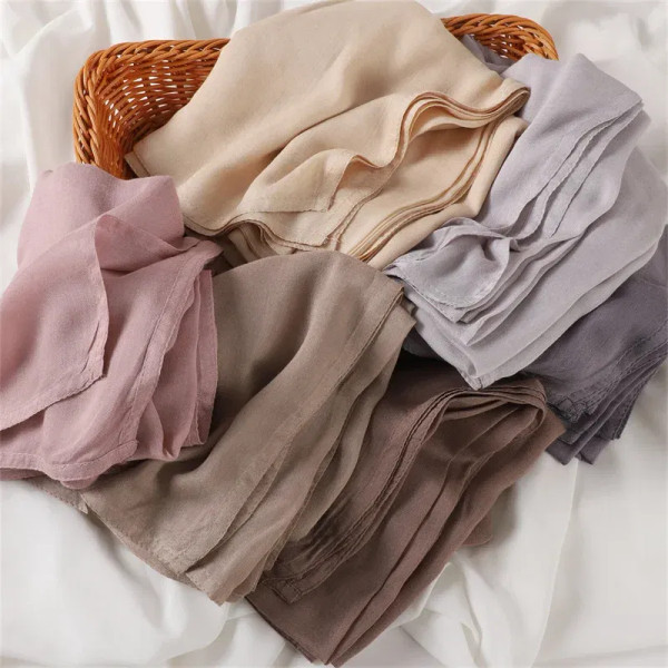 Color: WHITE - Ramadan Solid Color Big Size Cotton Rayon Hijab Scarf Women Muslim Headscarf Wraps S F640-12000039784706932