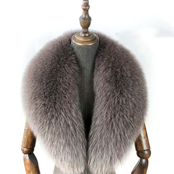 Color: Blue, Size: S - Fox Fur Collar 100% Real Fox Fur Scarf Straight Collar Natural Fur Gray Coll F640-12000036678629970