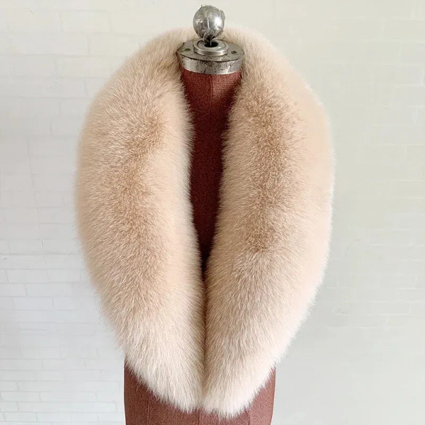 Color: CORAL RED, Size: L - 100% Natural Real Fox Fur Collar For Women Men Coat Jacket Fur Scarf Wi F640-12000034468411173
