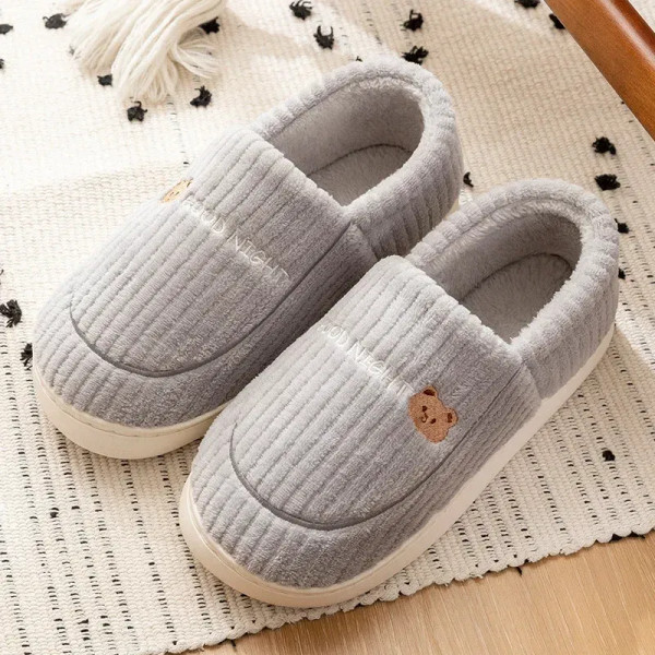 Color: black, Shoe Size: 14.5 - Autumn Winter Men Slippers Home Floor Footwear New Indoor Women Sof F640-12000035960809479