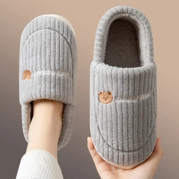 Color: black, Shoe Size: 14.5 - Autumn Winter Men Slippers Home Floor Footwear New Indoor Women Sof F640-12000035960809479