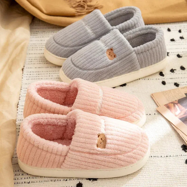 Color: black, Shoe Size: 14.5 - Autumn Winter Men Slippers Home Floor Footwear New Indoor Women Sof F640-12000035960809479