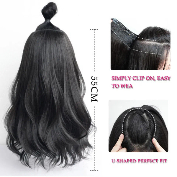 Color: P4/27 - AOSI Part Synthetic Clip In Hair Extension Long Thick Curly Natural Blonde Flase Hai F640-12000037754101048