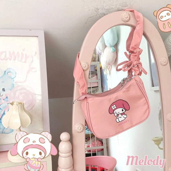 Color: Beige, Size: Extra Large - Sanrio Hellokitty Kuromi Cinnamorol Mymelody Pochacco Armpit Bag  F640-12000040306324546