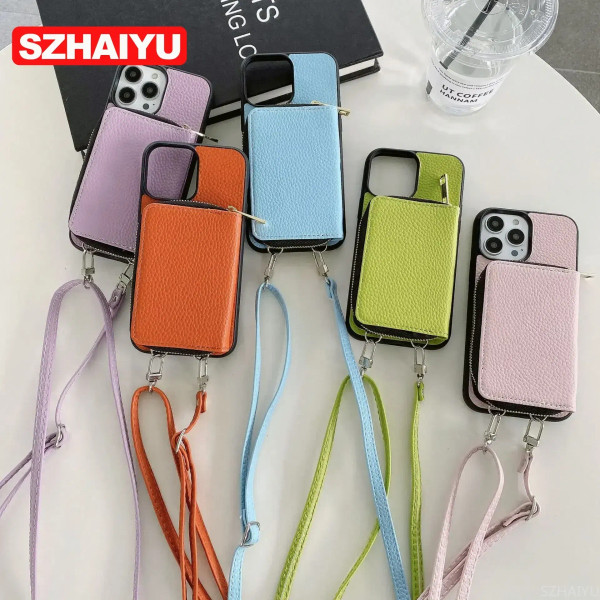 Material: PC, Color: army green - Zipper Wallet Phone Case For iPhone 16 15 14 13 12 Mini 11 Pro XS F640-12000035494817018