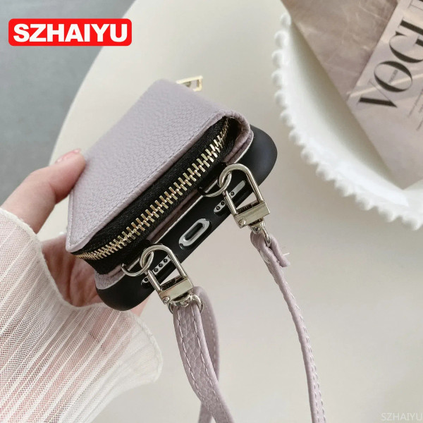 Material: PC, Color: army green - Zipper Wallet Phone Case For iPhone 16 15 14 13 12 Mini 11 Pro XS F640-12000035494817018