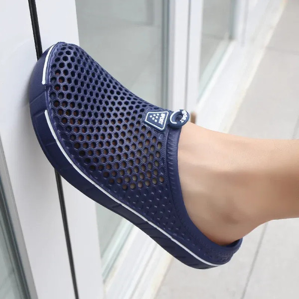 Color: Clear, Shoe Size: 39 - Men Slippers Beach Shoes Unisex Summer Hollow Outdoor Casual Men Beac F640-12000046653969482