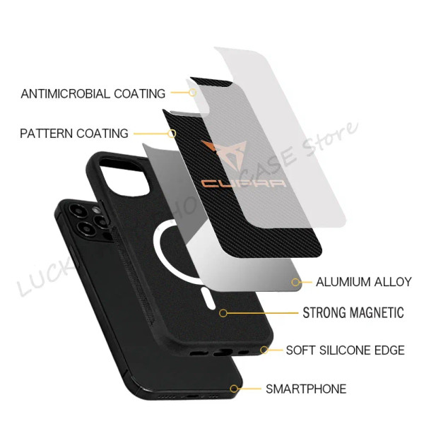 Color: Beige, Material: Plastic - Cool Phone Case Phone Case Strong Magnetic Cupra Racing for IPhon F640-12000038822907790