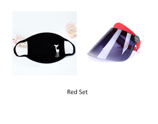 Color: Red set - Anti-UV Sun Visor Hat Q119-CJNSFSMZ00371-Red set