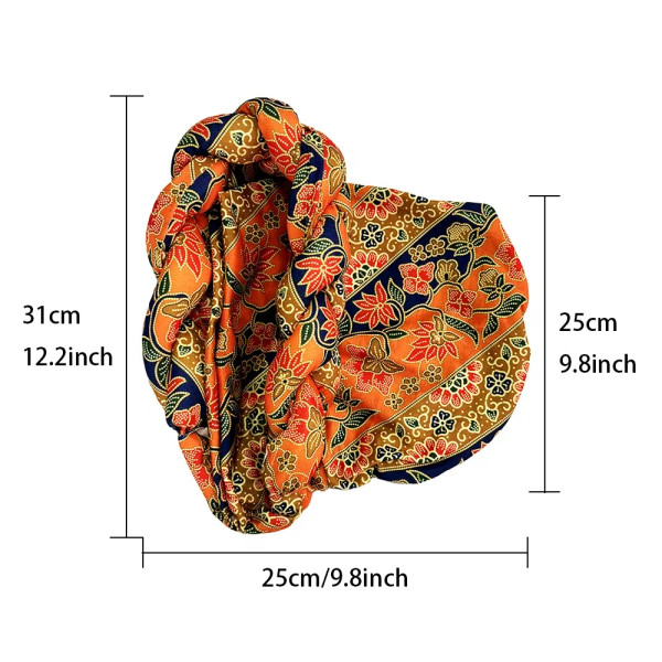 Color: Orange - African Headtie Bonnet Hat Turban for Women Muslim Head Wrap Nigerian Scarf Braid H F640-12000037959005534