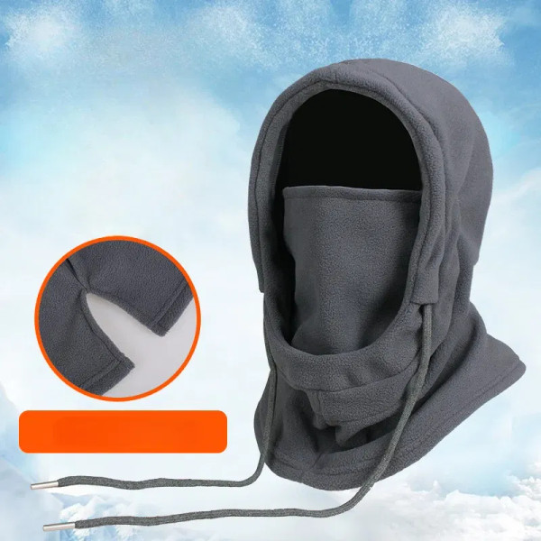Color: WHITE - Warm Fleece Balaclava for Men Women Winter Face Mask Neck Warmer Hooded Cap Windproo F640-12000043836861374