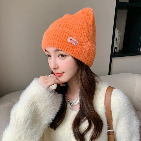 Color: army green, Size: One Size - New Women Cute Cat Ear Earflap Winter Hat Fashion Faux Fur Knit F640-12000040193614486