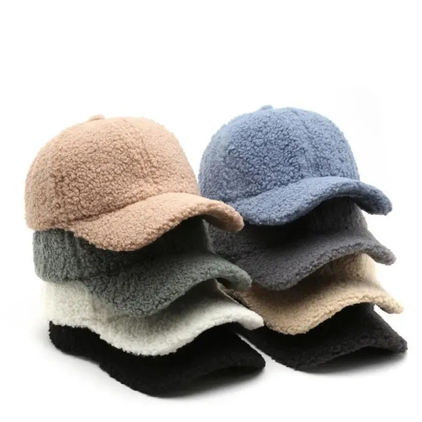 Color: Yellow, Size: M - Autumn Winter Baseball Cap Women Artificial Lamb Wool Hats Keep Warm Cap P F640-12000034838243457