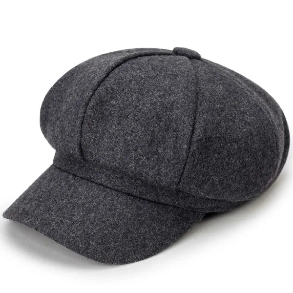 Color: Red - Woolen solid color beret fashion outdoor cotton hat autumn and winter windproof hats m F640-12000033992153544