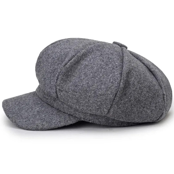Color: Red - Woolen solid color beret fashion outdoor cotton hat autumn and winter windproof hats m F640-12000033992153544
