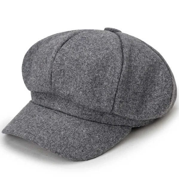 Color: Red - Woolen solid color beret fashion outdoor cotton hat autumn and winter windproof hats m F640-12000033992153544