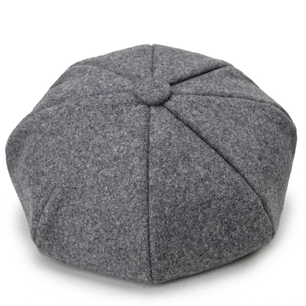 Color: Red - Woolen solid color beret fashion outdoor cotton hat autumn and winter windproof hats m F640-12000033992153544