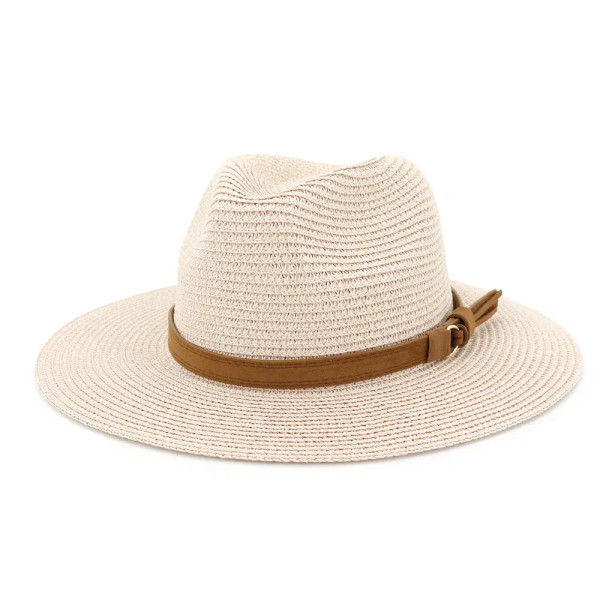 Color: Pink, Size: M - New Big Size 59-60CM Panama Hat Summer Sun Hats for Women Man Outdoor Beach  F640-12000029396330645