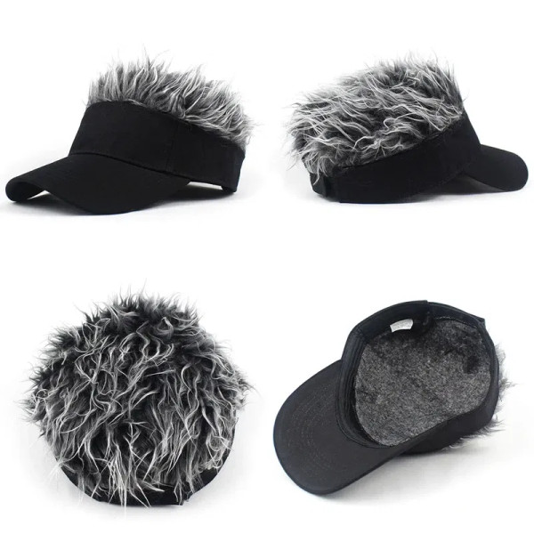 Color: Champagne, Size: One Size - 2023 Men Women Baseball Cap With Spiked Hairs Wig Hat  Spiked Wi F640-12000034381148338
