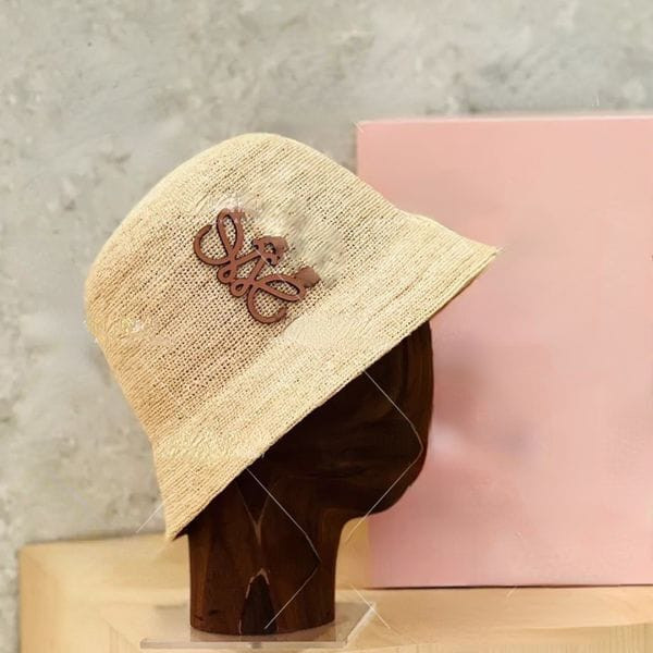 Color: Beige - Trendy Straw Bucket Hats Hand Hook Raffi Geometric Pattern Straw Hat Fashion Minimal Y829-1266189526426640384