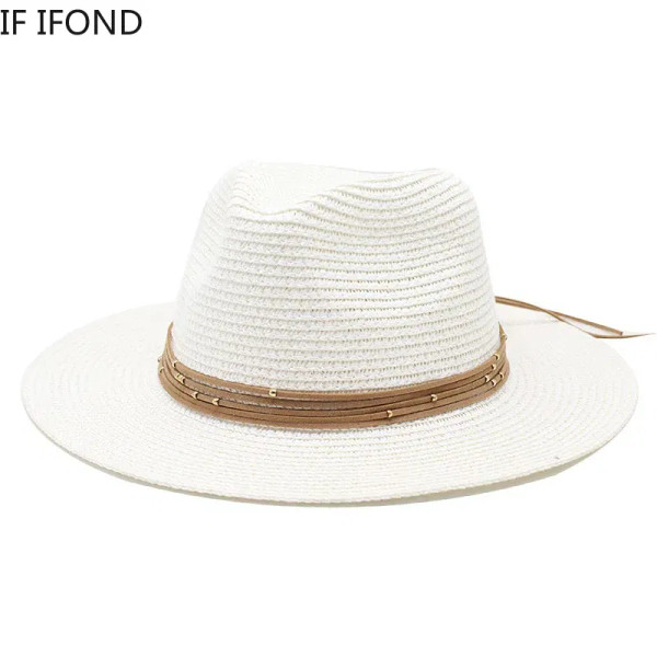 Color: green, Size: M - Big Size 60CM New Straw Hat 7cm Brim Summer Cooling Beach Sun Hat Outdoor P F640-12000031361900222