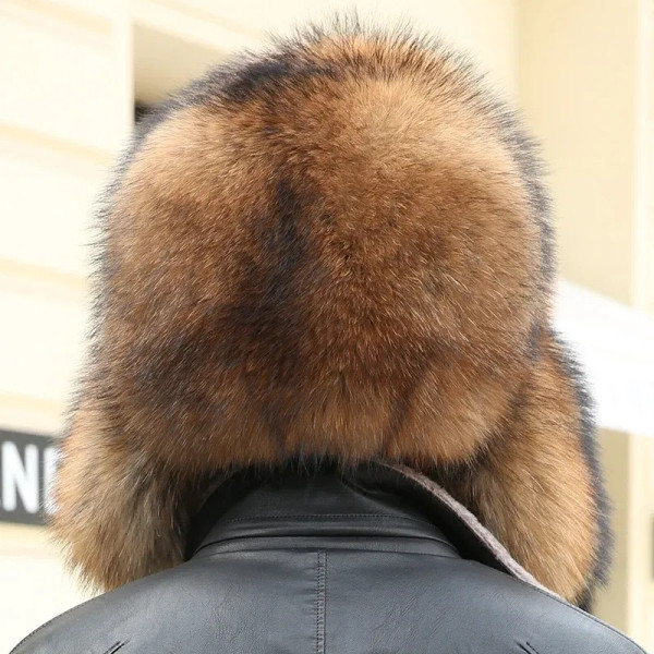 Color: Dark Grey, Hat Size: 56 - 2025 Winter 100% Real Silver Fox Fur Bomber Hat Raccoon Fur Ushank F640-12000049907621645