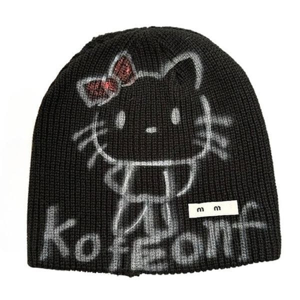 Color: Black - Niche Designer Street Fashion Hats Hand-painted Cartoon Hats Brand Trend Designer Ha Y829-1432587874364772400