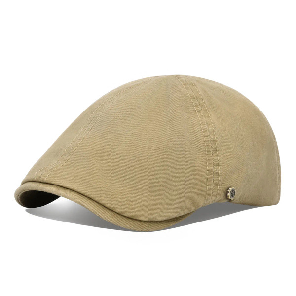 Color: Beige, Hat Size: One Size - VOBOOM 100% Man's Beret Cotton Gatsby Hat Ivy Cap Irish Hunting  F640-12000051352128087