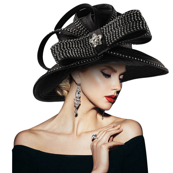 Color: WHITE - Satin Church Hat for Women Unique Wedding Photography Accessory Charming Net Formal  F640-12000050553881381