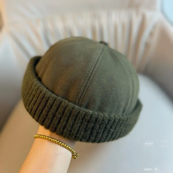 Color: PURPLE - Autumn and Winter Melon Skin Hat, Fashionable Brimless Sailor Hat, Men's and Women' F640-12000050481287033