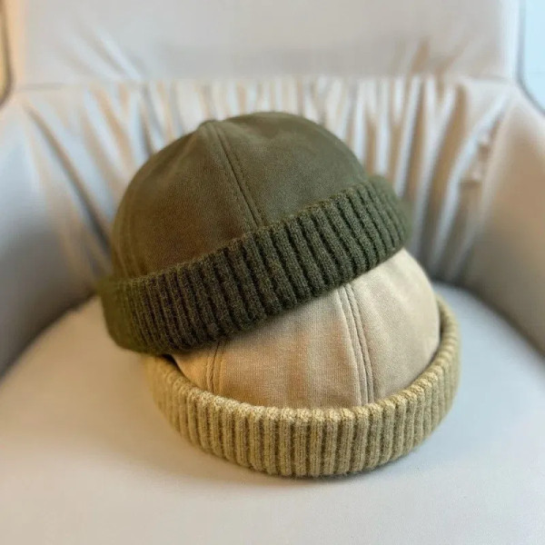 Color: PURPLE - Autumn and Winter Melon Skin Hat, Fashionable Brimless Sailor Hat, Men's and Women' F640-12000050481287033