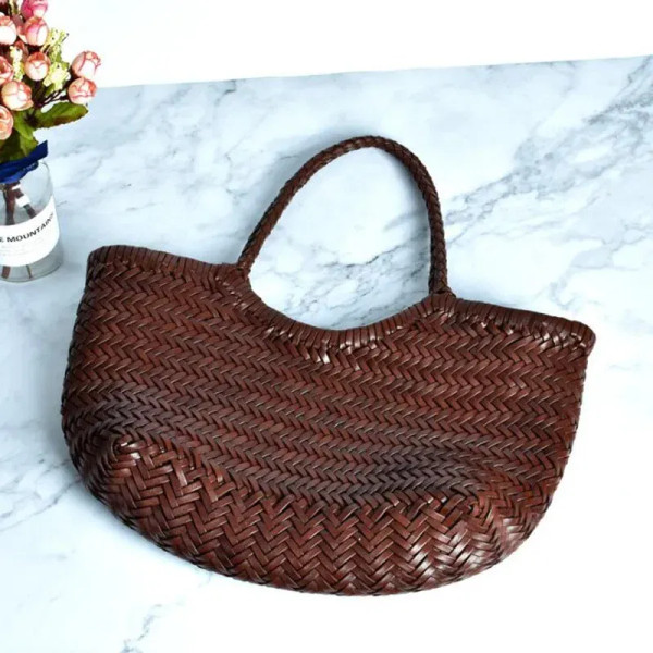 Color: army green, Size: Extra Large - Hand Knitted Designer Genuine Leather Elegant ?‹Handle Femal F640-12000038230978687
