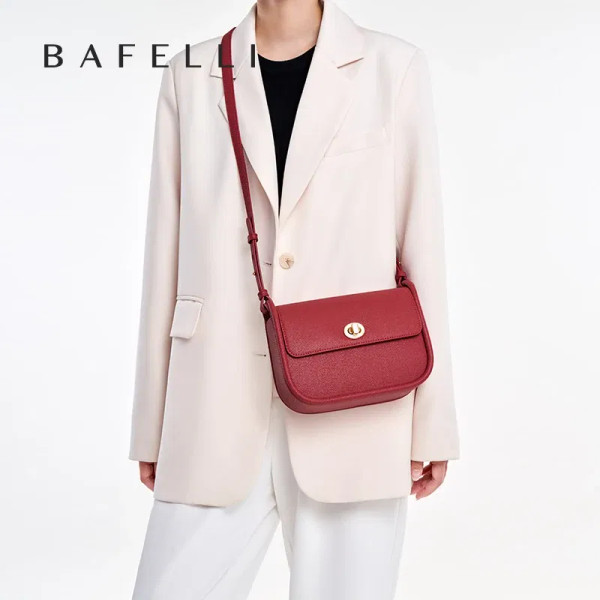 Color: PURPLE - BAFELLI 2024 WOMEN'S NEW TREND LEATHER SADDLE BAGS FASHION STYLE ORIGINAL DESIGNER  F640-12000030459353883