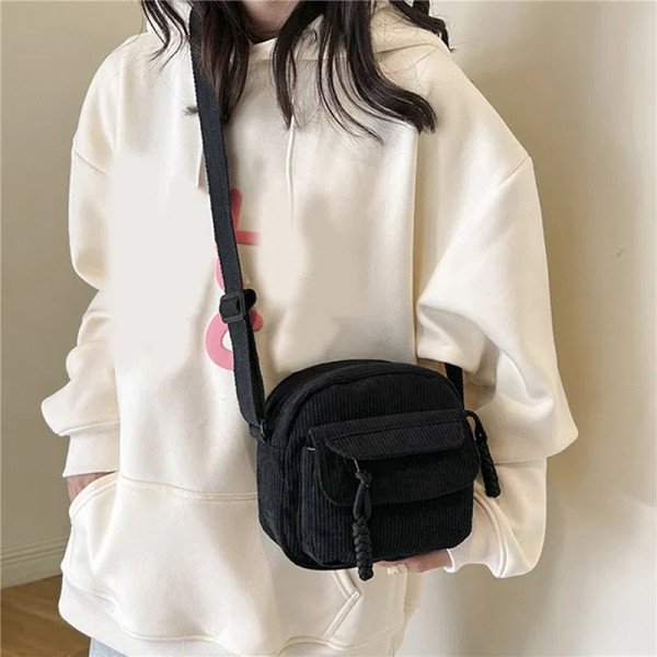 Color: black - Crossbody Bags Women Canvas Flap-bag Kawaii Harajuku All-match Students Casual Femal F640-12000039674637928