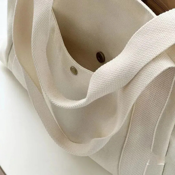 Color: Khaki - Large Capacity Canvas Tote Bags For Work Commuting Carrying Handbag College Style St F640-12000038492662807