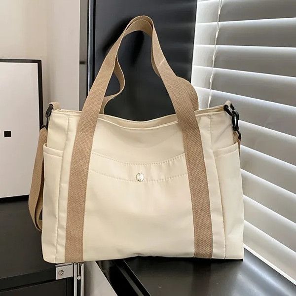 Color: black - Large Capacity Nylon Crossbody Bag Casual Solid Color Messenger Shoulder Bag with Re F640-12000048051103495