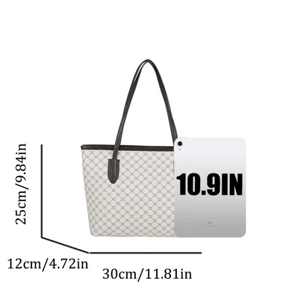Color: Coffee - Fashion Women's Tote Bag Large Capacity Textile Printed Shoulder Bag,Lightweight&Du F640-12000048168547110