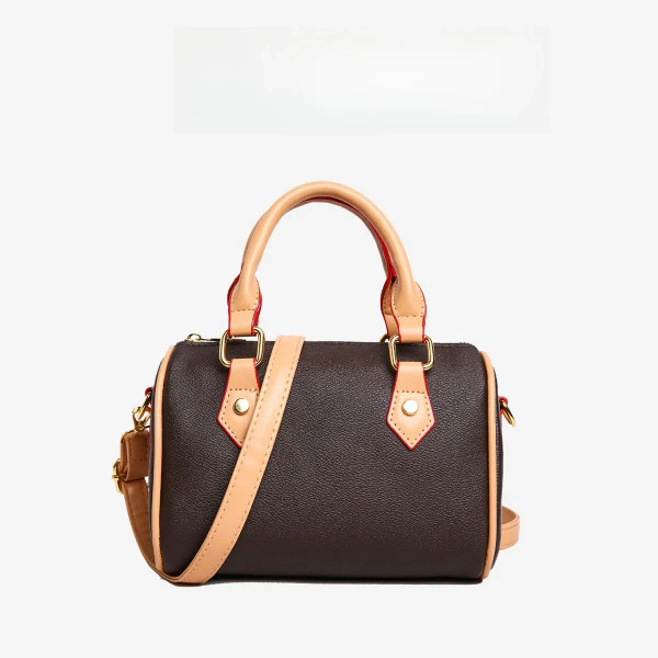 Color: Coffee - Vintage Brown PU Leather Boston Bag Women's Lightweight Small Crossbody Bag Luxury  F640-12000051016176089