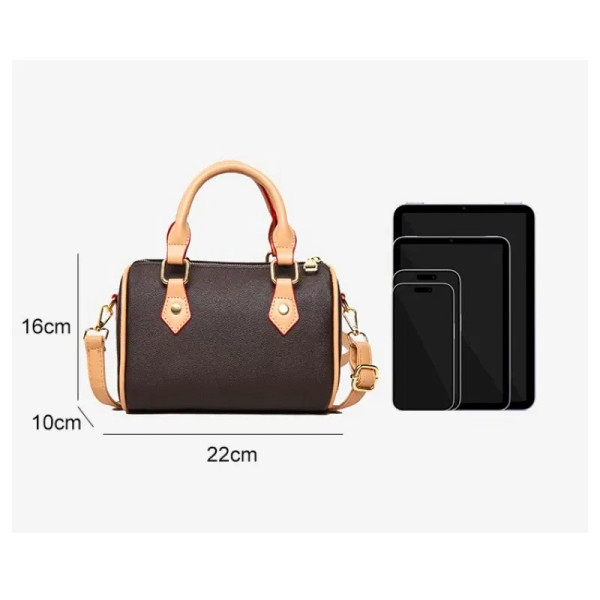 Color: Coffee - Vintage Brown PU Leather Boston Bag Women's Lightweight Small Crossbody Bag Luxury  F640-12000051016176089