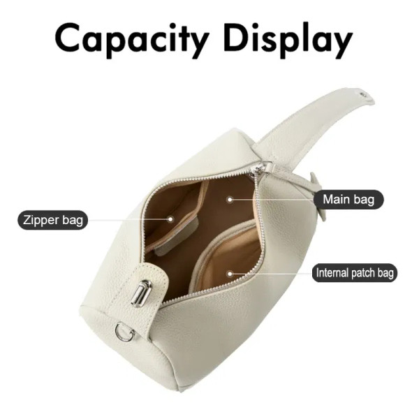 2025 New Women's Genuine Leather Shoulder Bag Vegetable Tanned Cowhide Handbag Boston Style Hand-he F640-3256808233592710