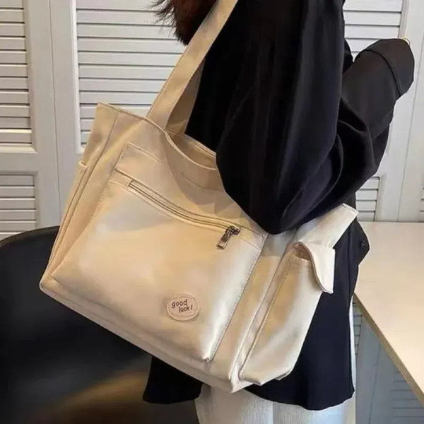 Color: green - Women's Fashion Shoulder Bag Class Large Capacity Student Tote Bag New Canvas Commut F640-12000036666387522