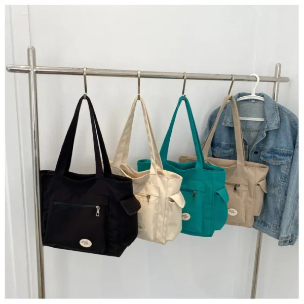 Color: green - Women's Fashion Shoulder Bag Class Large Capacity Student Tote Bag New Canvas Commut F640-12000036666387522