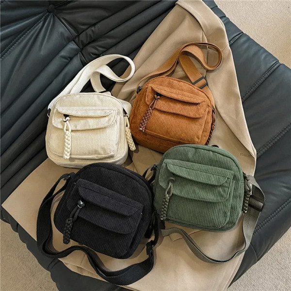 Color: Brown - Crossbody Bags Women Canvas Flap-bag Kawaii Harajuku All-match Students Casual Femal F640-12000039674637930